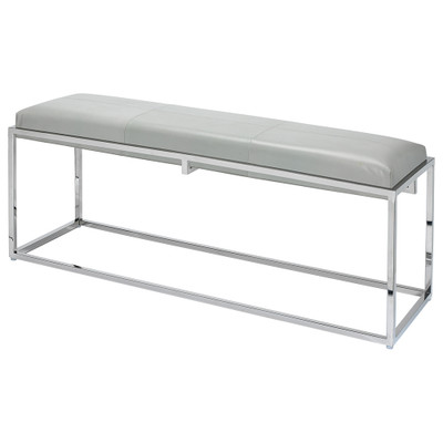 Jamie Young Shelby Leather Bench - Grey