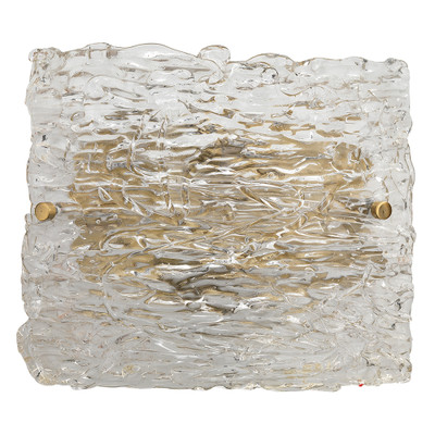 Jamie Young Swan Curved Glass Sconce - Large - Clear Textured Glass And Antique Brass Metal