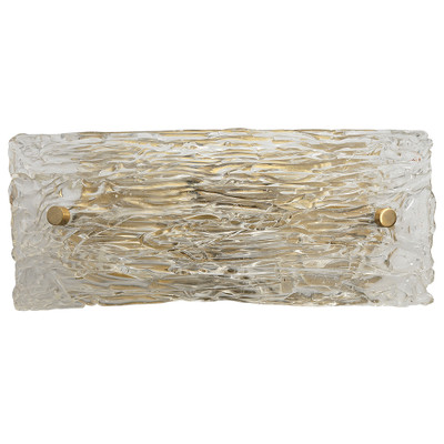 Jamie Young Swan Curved Glass Sconce - Small - Clear Textured Glass And Antique Brass Metal