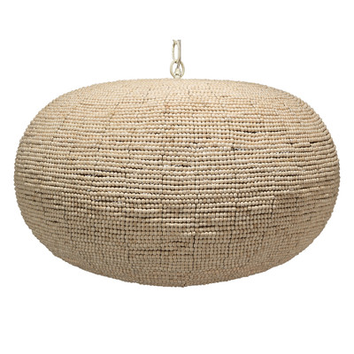 Jamie Young Whirlpool Beaded Wood 3 - Light Pendant