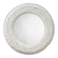 Jamie Young Strand Wood Beaded Round Mirror - White