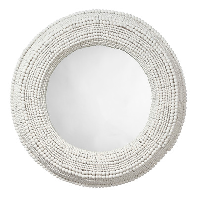 Jamie Young Strand Wood Beaded Round Mirror - White