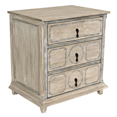 CFC Livingston Nightstand - Grey Wash Wax W/ Stencil Marks