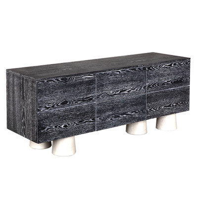 CFC Jules Cabinet - Cerused Black, Washed Oak Legs