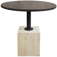 CFC Dalton Side Table - Top: Dark Shellac, Pipe: Only As Shown, Base: Grey Wash Wax