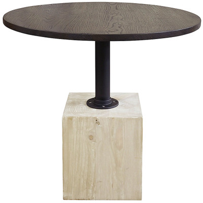 CFC Dalton Side Table - Top: Dark Shellac, Pipe: Only As Shown, Base: Grey Wash Wax