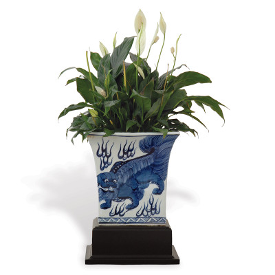 Chow Blue Square Planter With Stand