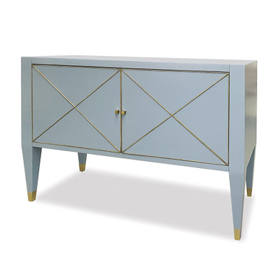 Ambella Home Beaumont Cabinet - Polar Blue w/ Gold