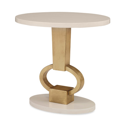 Ambella Home Vision Accent Table - Linen - Gold Leaf