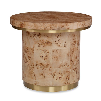Ambella Home Burl Round End Table w/ Clear Coat