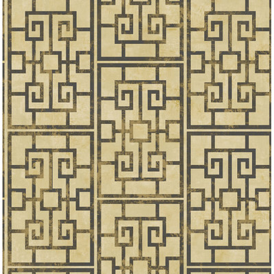 Seabrook Designs Dynasty Lattice - Metallic Gold and Ebony