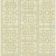 Seabrook Designs Dynasty Lattice - Metallic Pearl and Mint