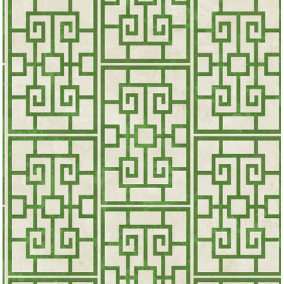 Seabrook Designs Dynasty Lattice - Metallic Pearl and Emerald Green