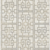 Seabrook Designs Dynasty Lattice - Metallic Pearl and Gray