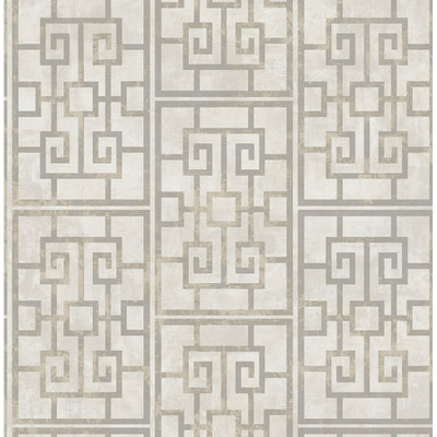 Seabrook Designs Dynasty Lattice - Metallic Pearl and Gray