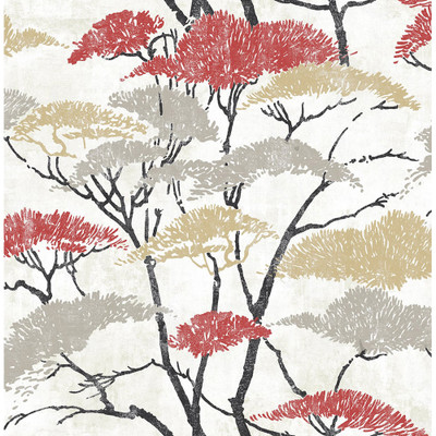 Seabrook Designs Confucius Tree - Metallic Gold, Silver, and Crimson