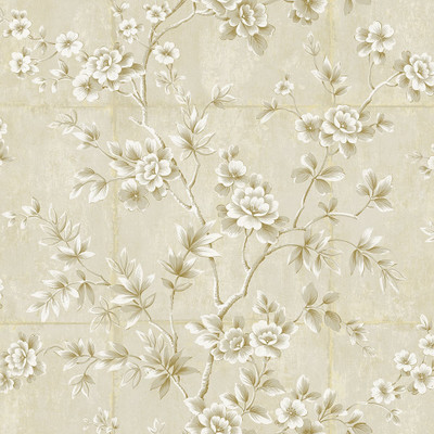 Seabrook Designs Great Wall Floral - Metallic Gold and Greige
