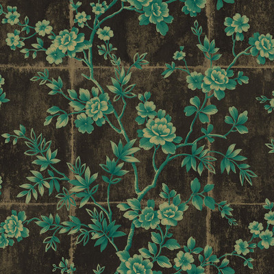 Seabrook Designs Great Wall Floral - Metallic Mocha and Sea Green