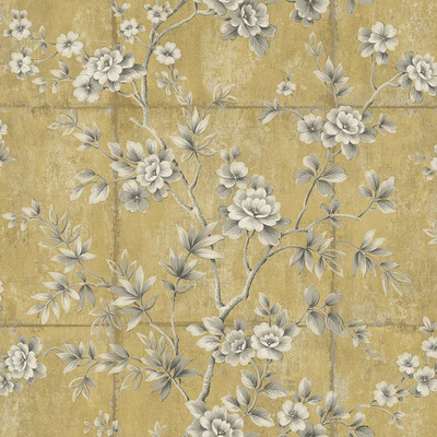 Seabrook Designs Great Wall Floral - Metallic Gold and Taupe