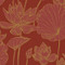 Seabrook Designs Lotus Floral - Metallic Gold and Crimson