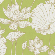Seabrook Designs Lotus Floral - Metallic Gold and Lime Green
