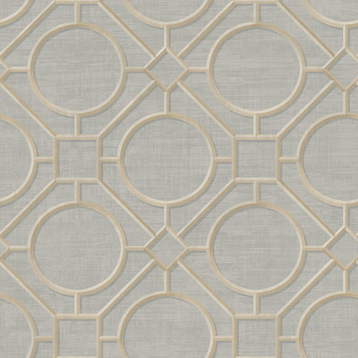 Seabrook Designs Silk Road Trellis - Metallic Gold and Gray