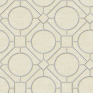 Seabrook Designs Silk Road Trellis - Metallic Silver and Linen