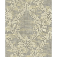 Seabrook Designs Kepler Damask - Metallic Pearl and Gray