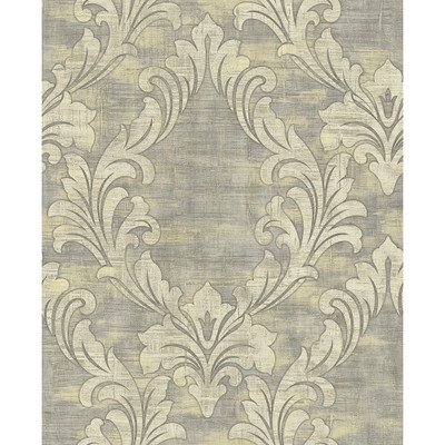 Seabrook Designs Kepler Damask - Metallic Pearl and Gray