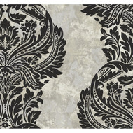 Seabrook Designs Newton Damask - Black and Greige