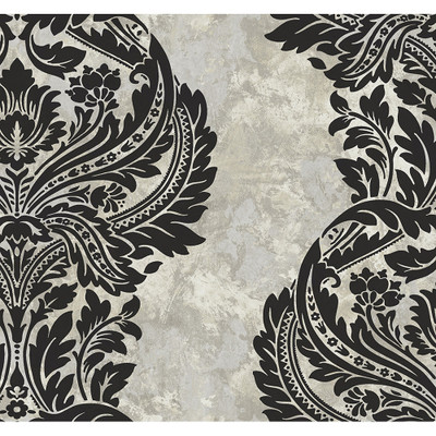 Seabrook Designs Newton Damask - Black and Greige