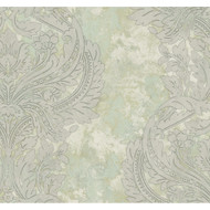 Seabrook Designs Newton Damask - Metallic Gold and Mint