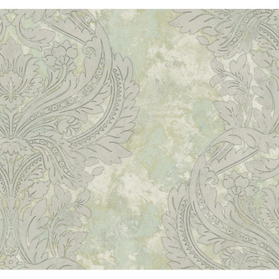 Seabrook Designs Newton Damask - Metallic Gold and Mint