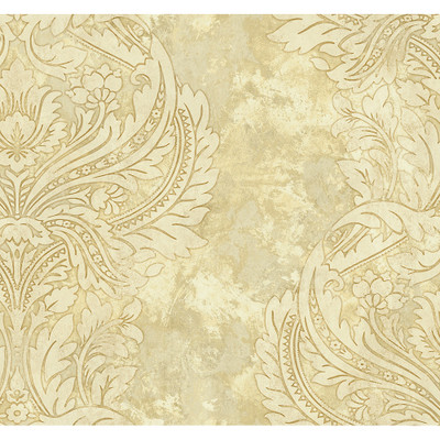 Seabrook Designs Newton Damask - Metallic Gold and Off-White