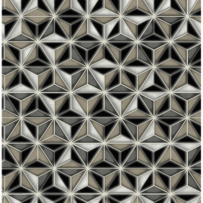 Seabrook Designs Einstein Geometric - Metallic Silver and Black