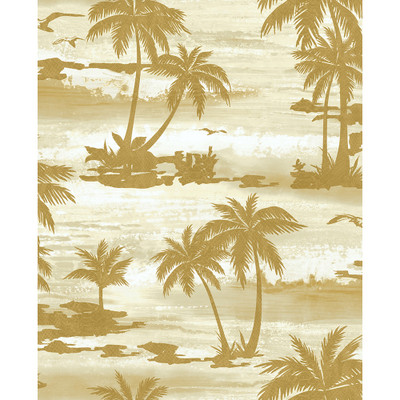 Seabrook Designs Moseley Palm Trees - Off-White and Gold