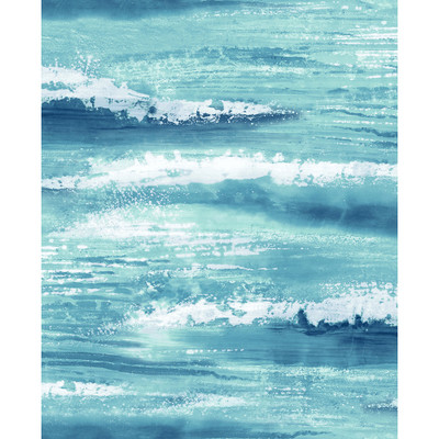 Seabrook Designs Moseley Waves - Metallic Blue and White