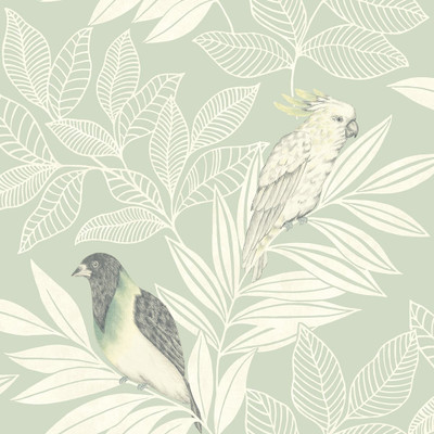Seabrook Designs Paradise Island Birds - Mint and Ivory