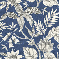 Seabrook Designs Rainforest Leaves - Sapphire and Brushed Ebony