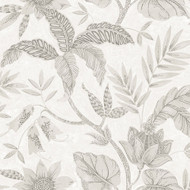 Seabrook Designs Rainforest Leaves - Ivory and Daydream Gray