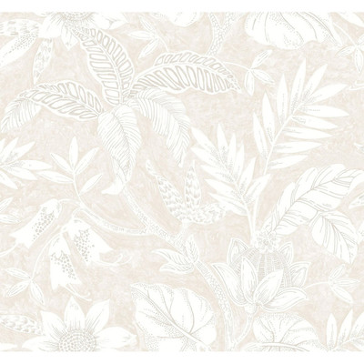 Seabrook Designs Rainforest Leaves - Sand Dune and Brushed Taupe