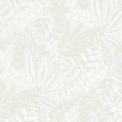 Seabrook Designs Botanica Striped Leaves - Gray Mist and Ivory