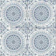 Seabrook Designs Mandala Boho Tile - Cerulean and Washed Denim