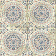 Seabrook Designs Mandala Boho Tile - Coral, Cream, and Midnight Blue