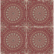 Seabrook Designs Mandala Boho Tile - Cabernet and Aloe Green