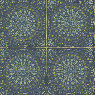 Seabrook Designs Mandala Boho Tile - Navy Blue and Dandelion