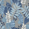Seabrook Designs Tropicana Leaves - Metallic Gray, Sky Blue, and Champlain