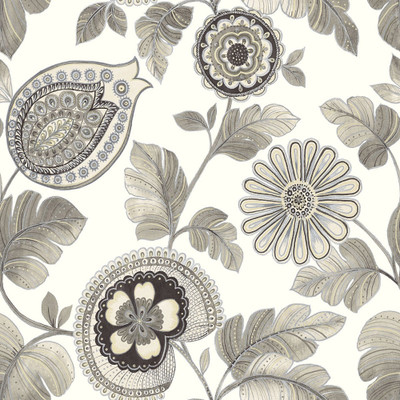 Seabrook Designs Calypso Paisley Leaf - Stone and Latte
