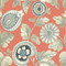 Seabrook Designs Calypso Paisley Leaf - Coral and Aloe