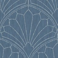 Seabrook Designs Scallop Medallion - Steel Blue and Ivory